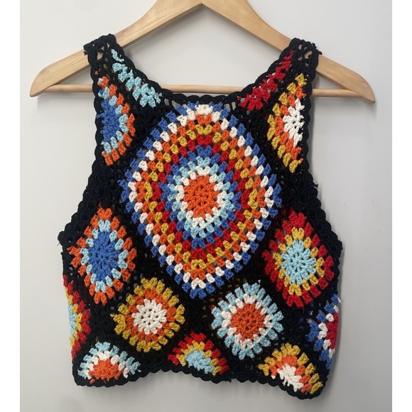 Altard State Womens Crochet Granny Square Cropped Tank Top Size Medium - Picture 4 of 5